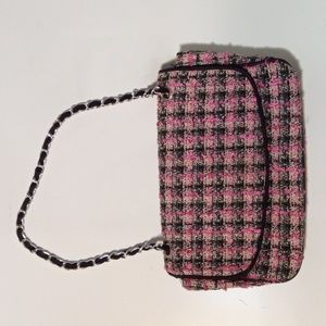 Realties Tweed Plaid Shoulder Purse w/silver strap